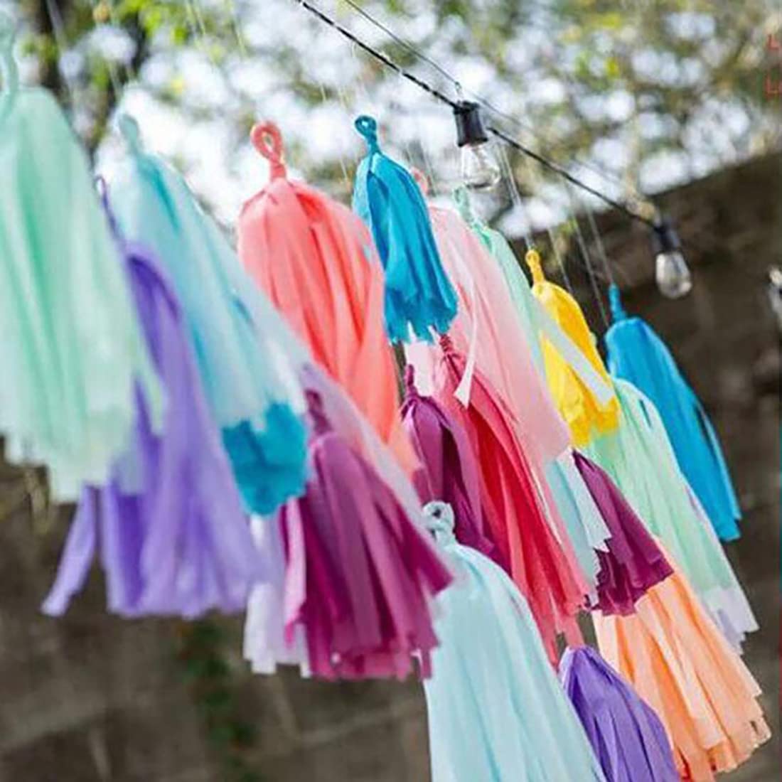 35Pcs Rainbow Tassel Garland Tissue Paper Tassel Banner Decoration for Wedding, Baby Shower,Birthday, Group Activities and Games