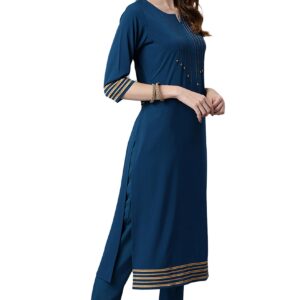 Janasya Kurta Set for Women Teal