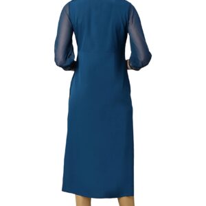 Janasya Indian Women's Teal Poly Crepe Kurta for Women