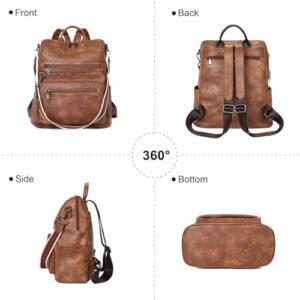 Telena Womens Backpack Purse Vegan Leather Large Travel Backpack College Shoulder Bag with Tassel Brown