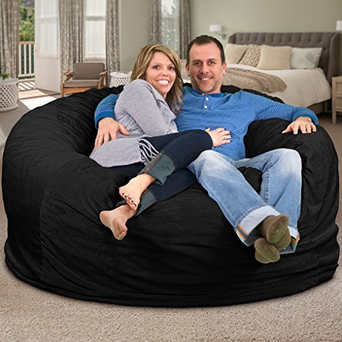 ULTIMATE SACK 6000 (6 ft.) Bean Bag Chair Cover in Multiple Colors: Cover ONLY. (6000, Black Suede)