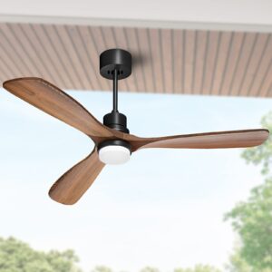 obabala 52" ceiling fan with lights remote control outdoor wood ceiling fans noiseless reversible dc motor