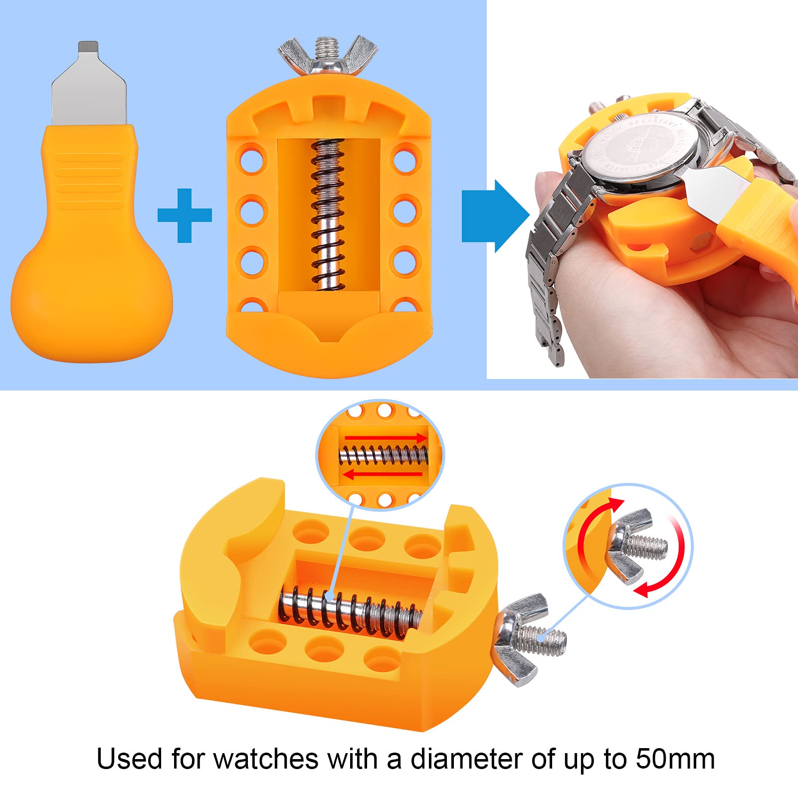 JOREST Watch Battery Replacement Kit, Watch Repair Screwdriver, Watch Band Replacement tool, Watch Wrench Back Remover, Watch Case Opener, Watch Back Remover Holder, Spring bar, Tweezers