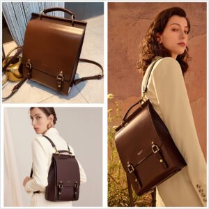 Cnoles Leather Backpack Purse For Women Fashion Ladies Vintage Bags Casual College Travel Backpacks bag Brown