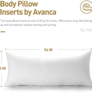 Acanva Fluffy Bed Sleeping Side Sleeper Body Pillow Insert, Full 20” x 54”, White