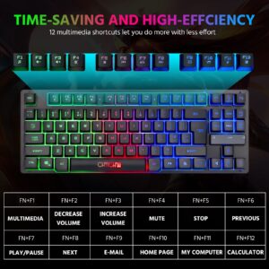 CHONCHOW Wireless LED Keyboard, Rechargeable 87 Key RGB LED Backlit Wireless Keyboard, Ergonomic Light up Gaming Keyboard Wireless for PC PS4 PS5 Xbox One