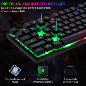 CHONCHOW Wireless LED Keyboard, Rechargeable 87 Key RGB LED Backlit Wireless Keyboard, Ergonomic Light up Gaming Keyboard Wireless for PC PS4 PS5 Xbox One