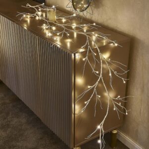 birchlitland birch garland lights 6ft 48 led battery operated - lighted twig vine with timer for christmas fireplace decoration indoor outdoor use