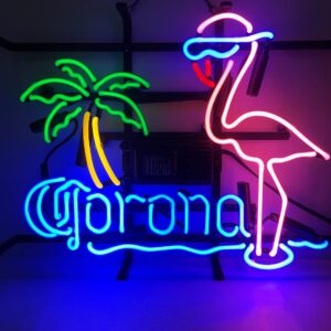 Neon Signs Corona Flamingo Palm Tree Beer Bar Bistro Real Glass Man Cave Custom Neon Sign Wall Decor