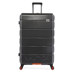 NAUTICA Quest Hardside Spinner Luggage, Grey/Orange, Checked-Large 29-Inch