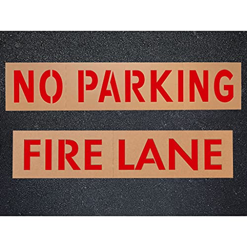 APS 12" FIRE LANE NO PARKING Stencil for Parking Lot | Parking Lot Stencils for Painting | Reusable No Parking Fire Lane Pavement Stencils for Parking Lot Markings | Made in USA w/Recycled Cardboard