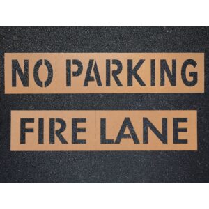 APS 4" FIRE LANE NO PARKING Stencil for Parking Lot | Parking Lot Stencils for Painting | Reusable No Parking Fire Lane Pavement Stencils for Parking Lot Markings | Made in USA w/Recycled Cardboard