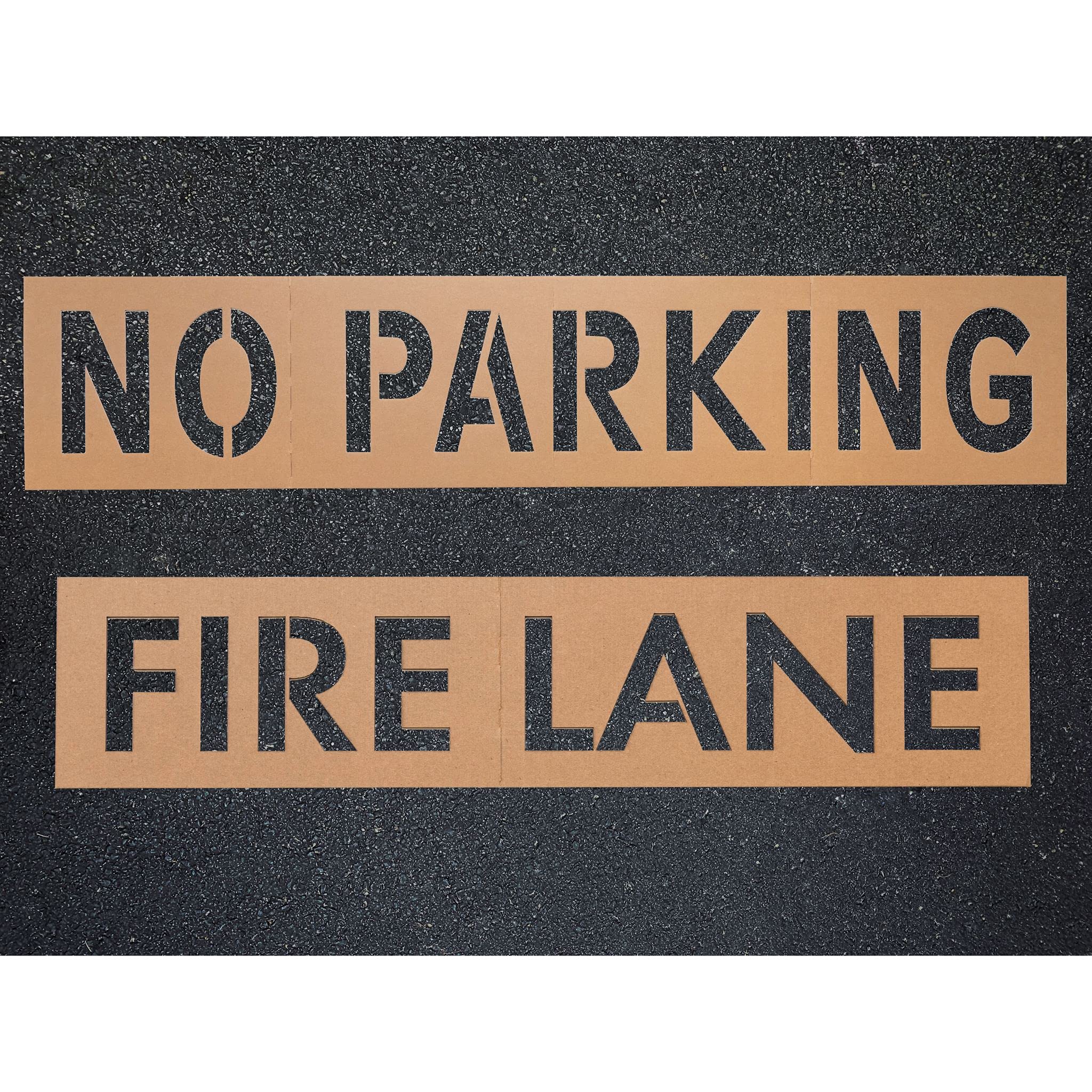 APS 4" FIRE LANE NO PARKING Stencil for Parking Lot | Parking Lot Stencils for Painting | Reusable No Parking Fire Lane Pavement Stencils for Parking Lot Markings | Made in USA w/Recycled Cardboard