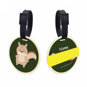 SetGo Cute Animal Name Tag for Kids, Plastic Backpack Tag, Set of 2, Customized Tag – Great for Boys and Girls at School Daycare Kindergarten (Squirrel)