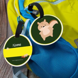 SetGo Cute Animal Name Tag for Kids, Plastic Backpack Tag, Set of 2, Customized Tag – Great for Boys and Girls at School Daycare Kindergarten (Squirrel)