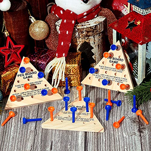 Zhanmai Wooden Triangle Peg Game, 3 Sets, Educational Board Game for Teens and Adults, Travel Size, Strategy Toy, Fun Learning Puzzles