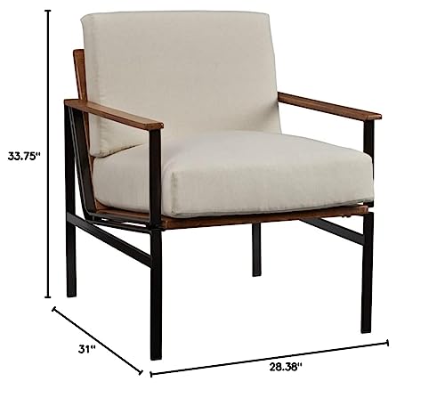 Signature Design by Ashley Tilden Mid-Century Modern Accent Chair, Ivory & Black