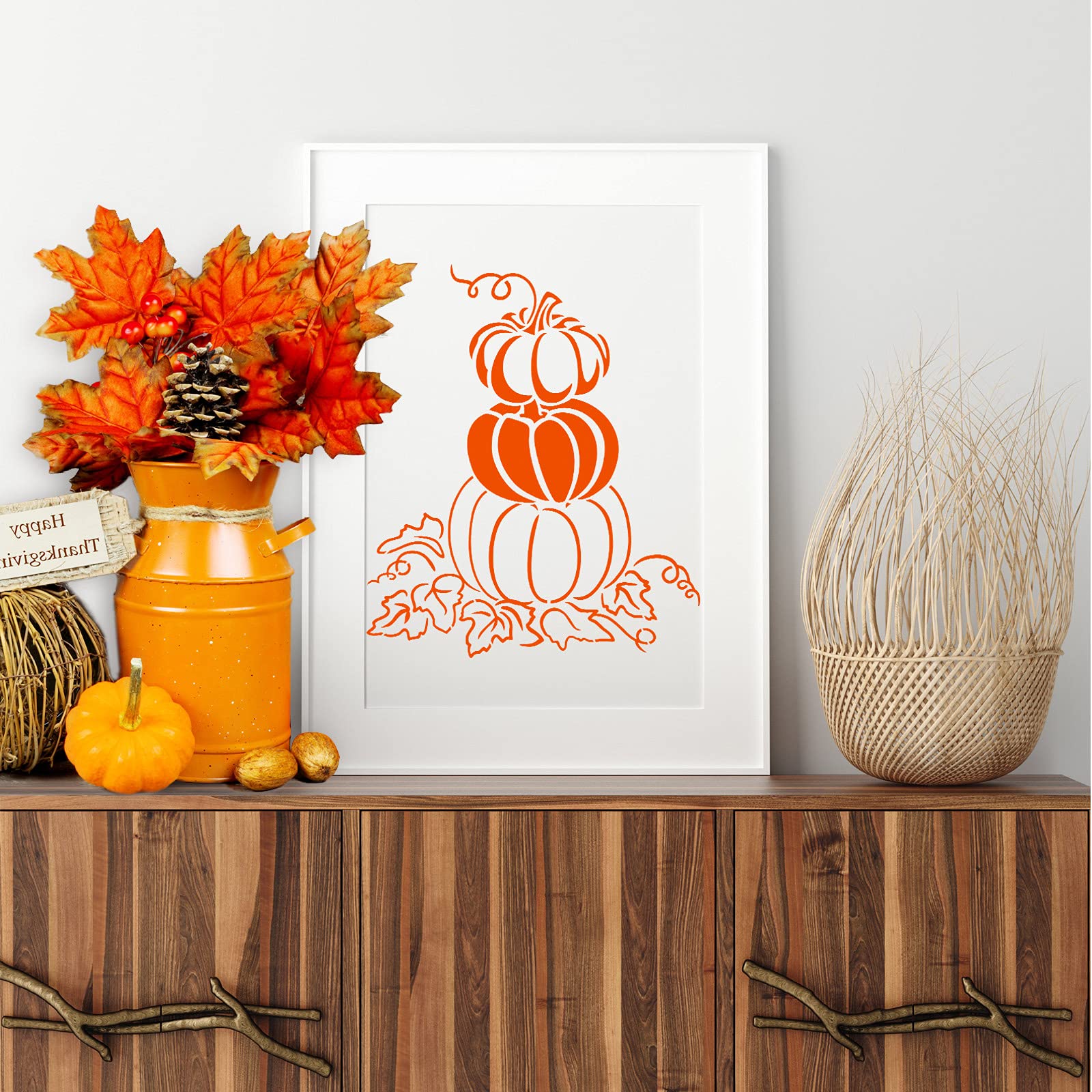 5 Pieces Fall Pumpkin Stencils 11.7 x 8.3 Inches Thanksgiving Autumn Stencils Pumpkin Painting Stencils Plastic Harvest Templates for DIY Drawing Painting Crafts Arts Farmhouse Decoration