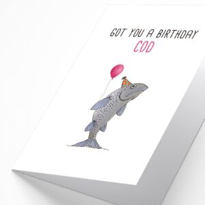 Ulbeelol Cod Fish Themed Funny Birthday Card - GOT YOU A BIRTHDAY COD, Happy Birthday Card