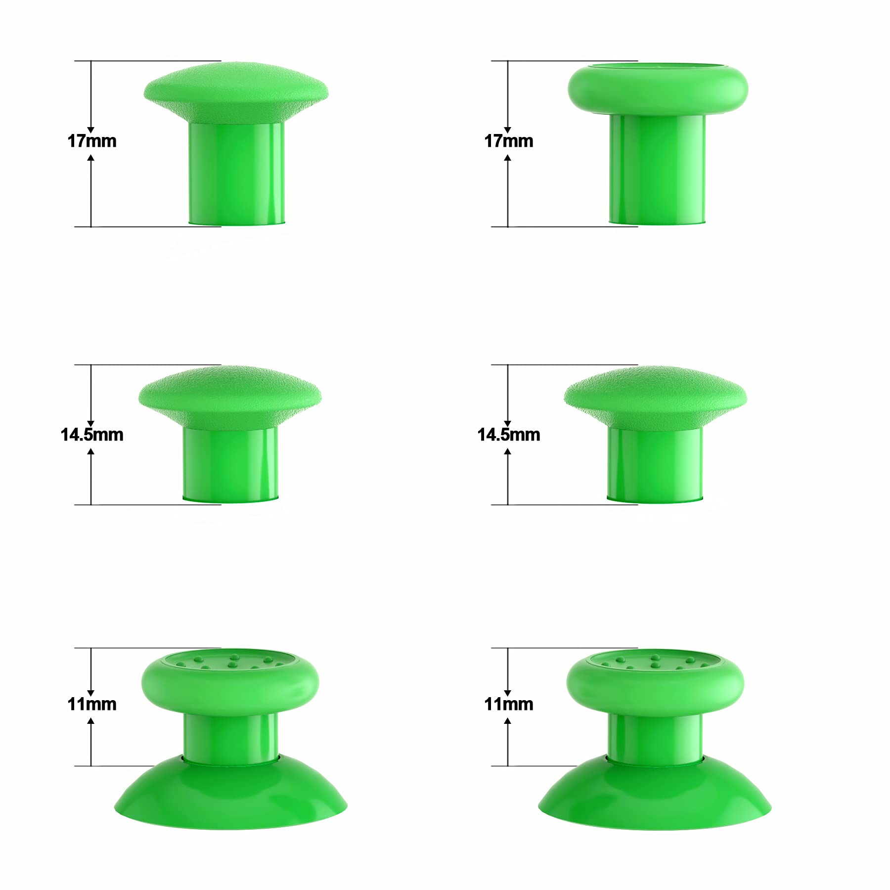 eXtremeRate ThumbsGear Interchangeable Ergonomic Thumbstick for PS5 Controller, for PS4 All Model Controller - 3 Height Domed and Concave Grips Adjustable Joystick - Green