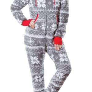 PajamaGram One Piece Pajamas for Women - Womens Onesie, Gray, XLT