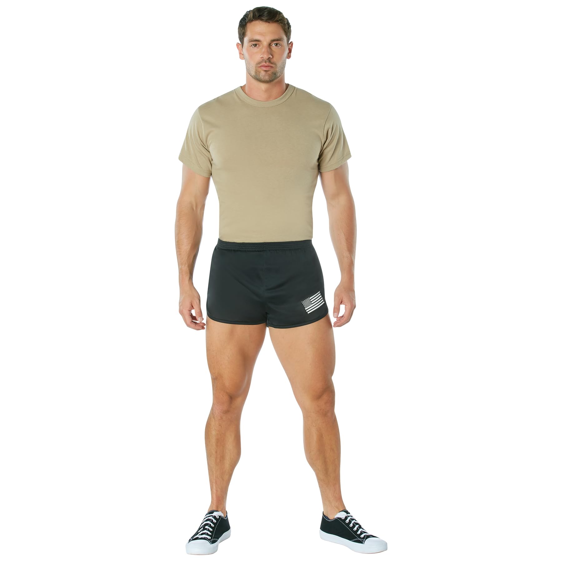 Rothco US Flag Ranger PT (Physical Training) Shorts - Medium Black