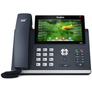 Yealink SIP-T48S Business Phone System: Starter Pack with Voicemail, Auto Attendant, Cell & Remote Phone Extensions, Call Recording & Free TWAComm.com Phone Service for 1 Year (6 Phone Bundle)