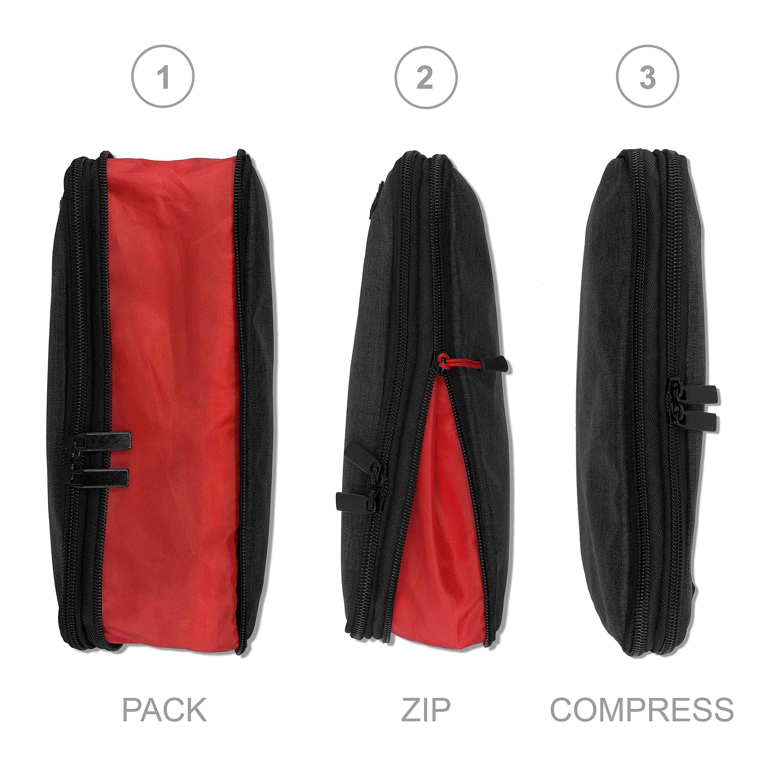 Compression Packing Cubes for Travel, Packing Cube Set (Black, 4 Piece Set)