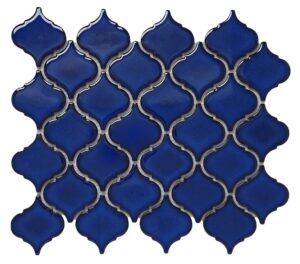 tenedos premium cobalt blue 2 inch lantern glossy porcelain mosaic tile backsplash for kitchen, bathroom shower, pool tiles (20 sheets)