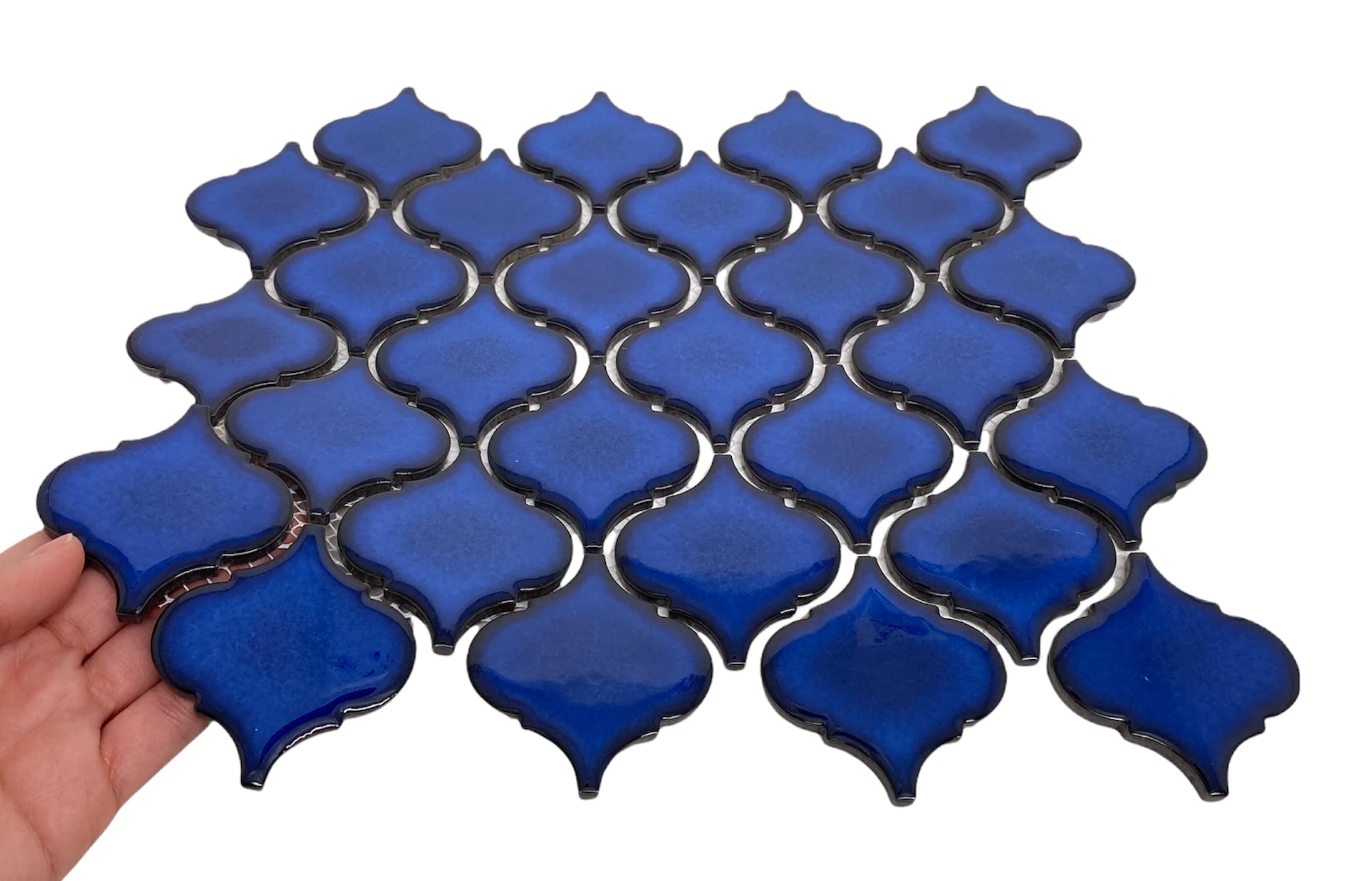 Tenedos Premium Cobalt Blue 2 Inch Lantern Glossy Porcelain Mosaic Tile Backsplash for Kitchen, Bathroom Shower, Pool Tiles (20 Sheets)