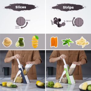 SUPMAKIN Safe Mandoline Food Slicer, Kitchen Multi Vegetables Chopper, Potato Slicer | French Fry Cutter & Veggie Dicer, Chopping Artifact for Fast Meal Prep, Salad Chopper (5 in 1 Brown)