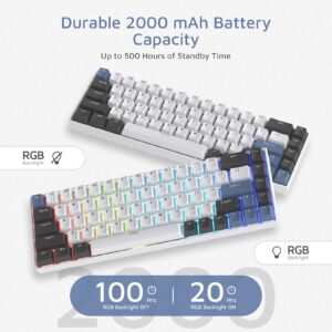 FL ESPORTS F12 65% Three-Mode Wireless Mechanical Keyboard, 68 Keys RGB BT 5.0/2.4Ghz Gaming Keyboard, Smooth Quiet Kailh BOX Red Switch, PBT Keycaps, Durable Battery, Tranquility Blue