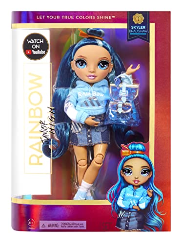 Rainbow High Jr High Skyler Bradshaw - 9-inch Blue Fashion Doll with Doll Accessories- Open and Closes Backpack, Great Gift for Kids 6-12 Years Old and Collectors