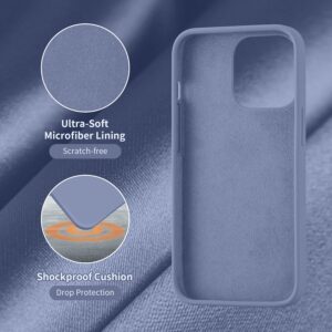 Cordking Designed for iPhone 13 Pro Max Case, Silicone Ultra Slim Shockproof Protective Phone Case with [Soft Anti-Scratch Microfiber Lining], 6.7 inch, Lavender Gray