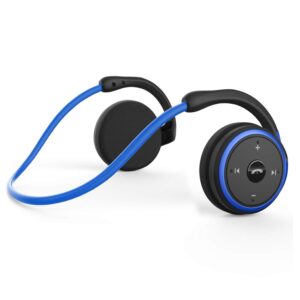 rtusia small bluetooth headphones wrap around head - sports wireless headset with built in microphone and crystal-clear sound, foldable and carried in the purse, and 12-hour battery life, blue