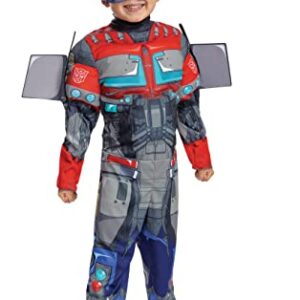 Disguise Optimus Prime Toddler Costume, Official Transformers Rise of the Beasts Muscle Padded Costume and Mask, Size (3T-4T)