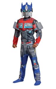 disguise optimus prime muscle costume for kids, official transformers rise of the beasts padded costume and mask, size (7-8)