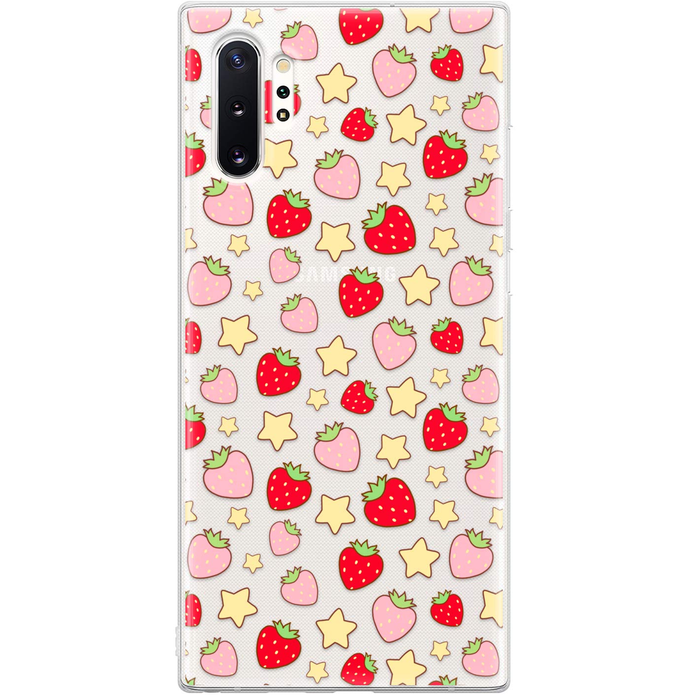 TPU Phone Case Compatible with Samsung A72 A71 5G A70 A51 A50 A32 A21 A11 A12 A13 A14 A01 Cute Stars Berry Shockproof Girly Cover Clear Flexible Protective Soft Kawaii Strawberries Silicone