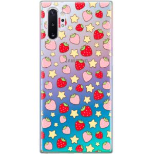 TPU Phone Case Compatible with Samsung A72 A71 5G A70 A51 A50 A32 A21 A11 A12 A13 A14 A01 Cute Stars Berry Shockproof Girly Cover Clear Flexible Protective Soft Kawaii Strawberries Silicone