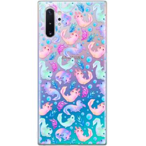 TPU Phone Case Compatible with Samsung A72 A71 5G A70 A51 A50 A32 A21 A11 A12 A13 A14 A01 Dinosaur Clear Flexible Protective Colored Cute Soft Kawaii Axolotls Lightweight Cover Ocean Silicone