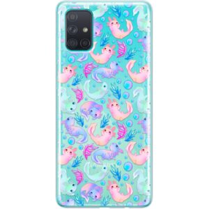 TPU Phone Case Compatible with Samsung A72 A71 5G A70 A51 A50 A32 A21 A11 A12 A13 A14 A01 Dinosaur Clear Flexible Protective Colored Cute Soft Kawaii Axolotls Lightweight Cover Ocean Silicone