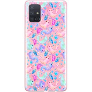 TPU Phone Case Compatible with Samsung A72 A71 5G A70 A51 A50 A32 A21 A11 A12 A13 A14 A01 Dinosaur Clear Flexible Protective Colored Cute Soft Kawaii Axolotls Lightweight Cover Ocean Silicone