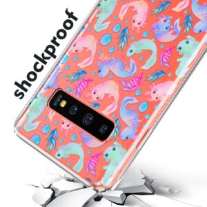 TPU Phone Case Compatible with Samsung A72 A71 5G A70 A51 A50 A32 A21 A11 A12 A13 A14 A01 Dinosaur Clear Flexible Protective Colored Cute Soft Kawaii Axolotls Lightweight Cover Ocean Silicone