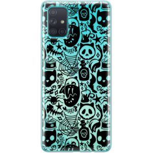 TPU Phone Case Compatible with Samsung A72 A71 5G A70 A51 A50 A32 A21 A11 A12 A13 A14 A01 Skeleton Shockproof Cat Skull Spider Web Flexible Clear Lightweight Spooky Durable Silicone Halloween