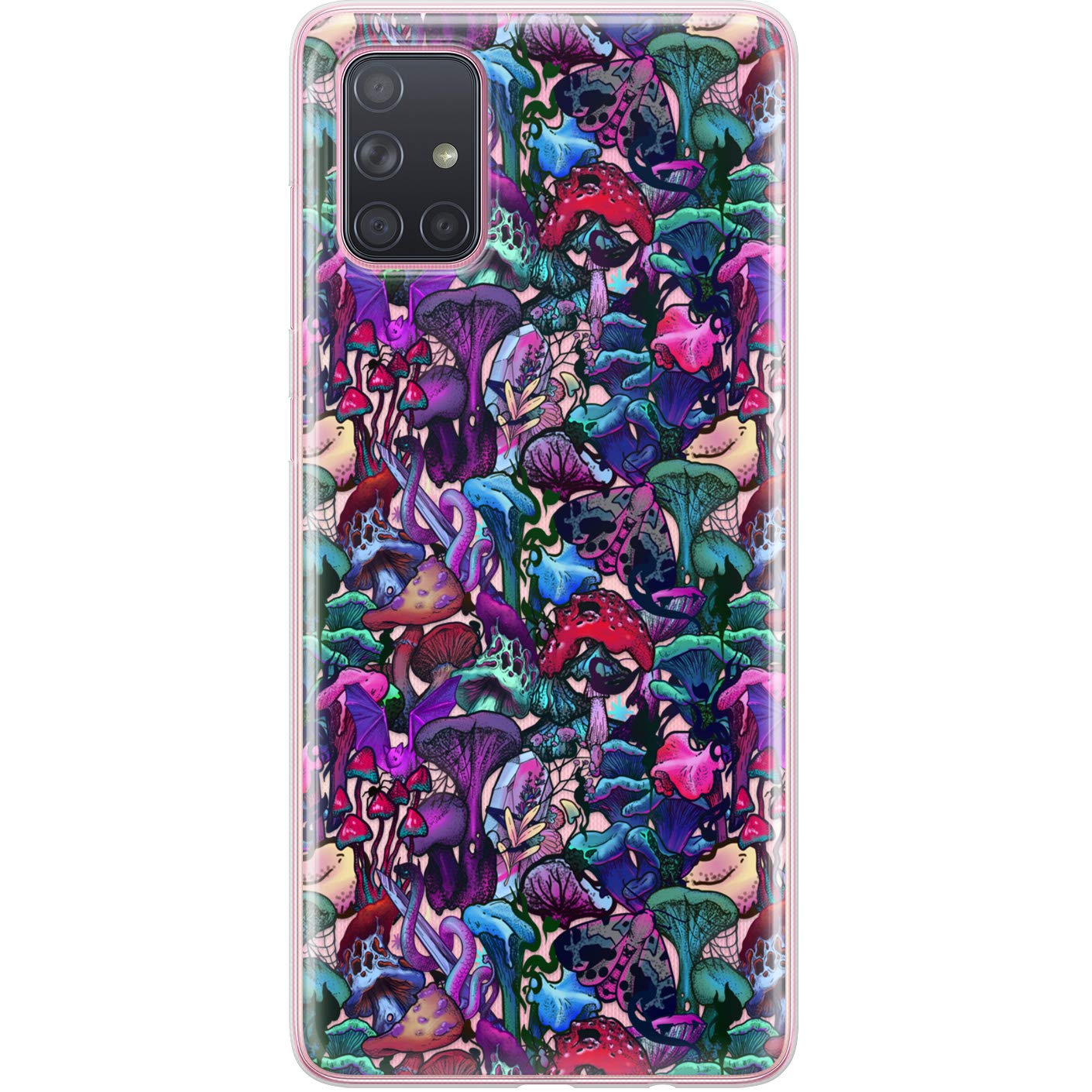 TPU Phone Case Compatible with Samsung A72 A71 5G A70 A51 A50 A32 A21 A11 A12 A13 A14 A01 Trippy Flexible Forest Witchy Lightweight Mushrooms Shockproof Fly Agaric Silicone Magic Protective Soft