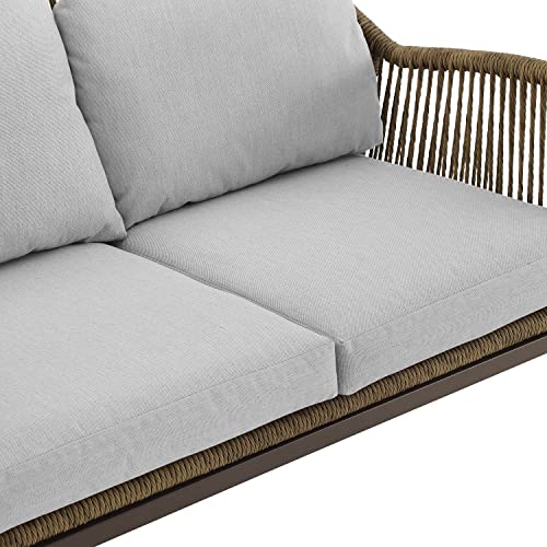 Crosley Furniture CO7360LB-LG Haven Outdoor Wicker 2-Piece Conversation Set (Loveseat, Coffee Table), Light Brown with Light Gray Cushions