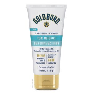 gold bond pure moisture lotion, 5.5 oz., ultra-lightweight daily body & face lotion