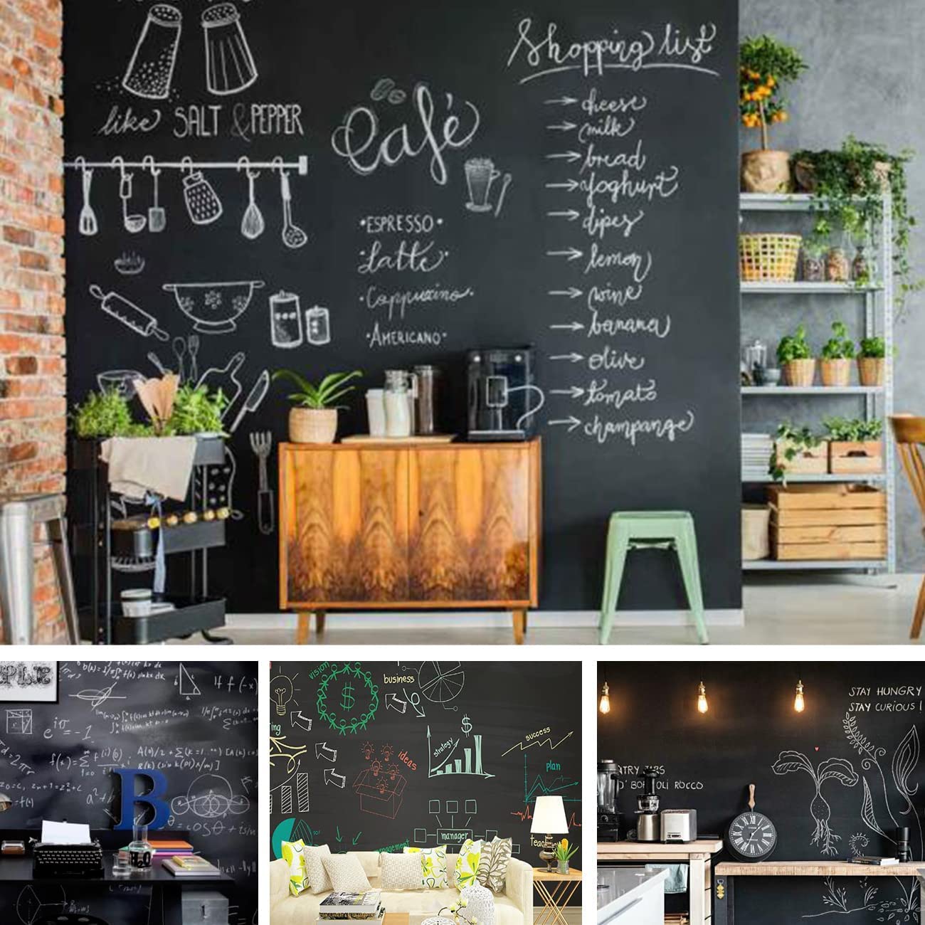 AbaBoorty Chalkboard Wallpaper for Walls Matte Black contact paper Self Adhesive Removable Solid Black Peel and Stick Wallpaper Waterproof Roll for Blackboard Wall Decal Reform 15.7"X78.7"