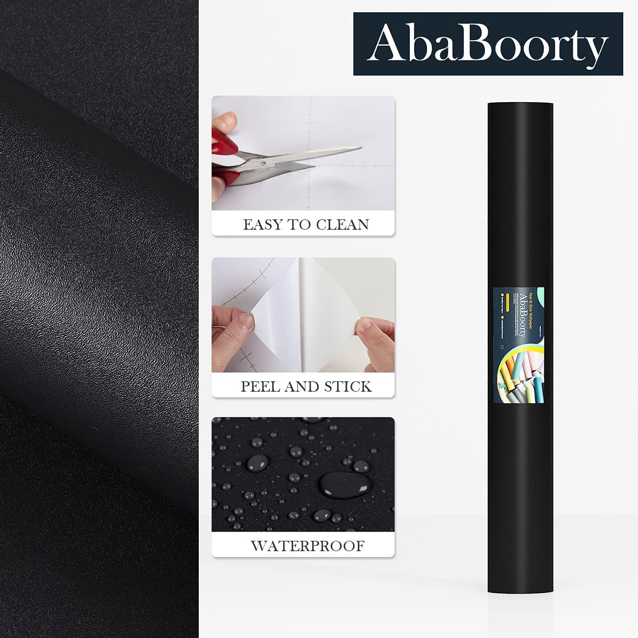 AbaBoorty Chalkboard Wallpaper for Walls Matte Black contact paper Self Adhesive Removable Solid Black Peel and Stick Wallpaper Waterproof Roll for Blackboard Wall Decal Reform 15.7"X78.7"