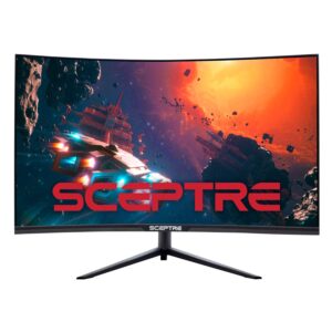 sceptre 32 inch curved 2k gaming monitor qhd 2560 x 1440 up to 165hz 144hz 1ms hdr400 400 lux amd freesync premium, height adjustable displayport hdmi build-in speakers machine black (c325b-qwd168)